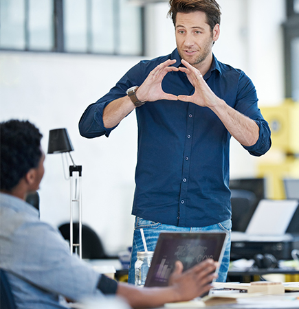 man talking to employee