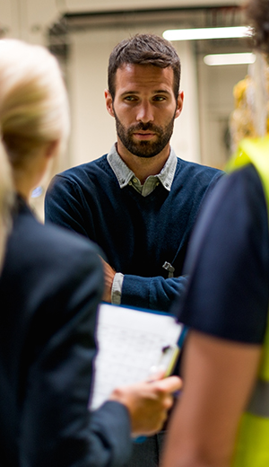 man looks serious at co worker